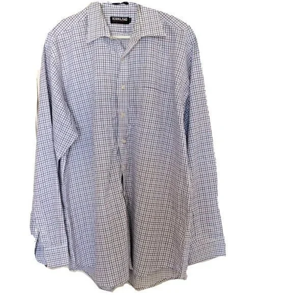 kirkland long sleeve dress shirts Amazon.com: Kirkland Signature Men's 100% Cotton Tailored Fit Dress Shirt  White 16 x 35 : Clothing, Shoes & Jewelry